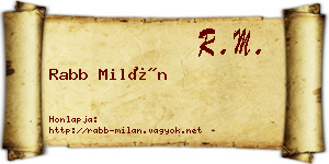 Rabb Milán névjegykártya
