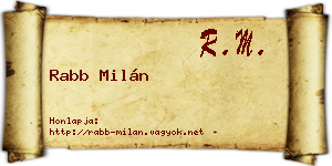 Rabb Milán névjegykártya